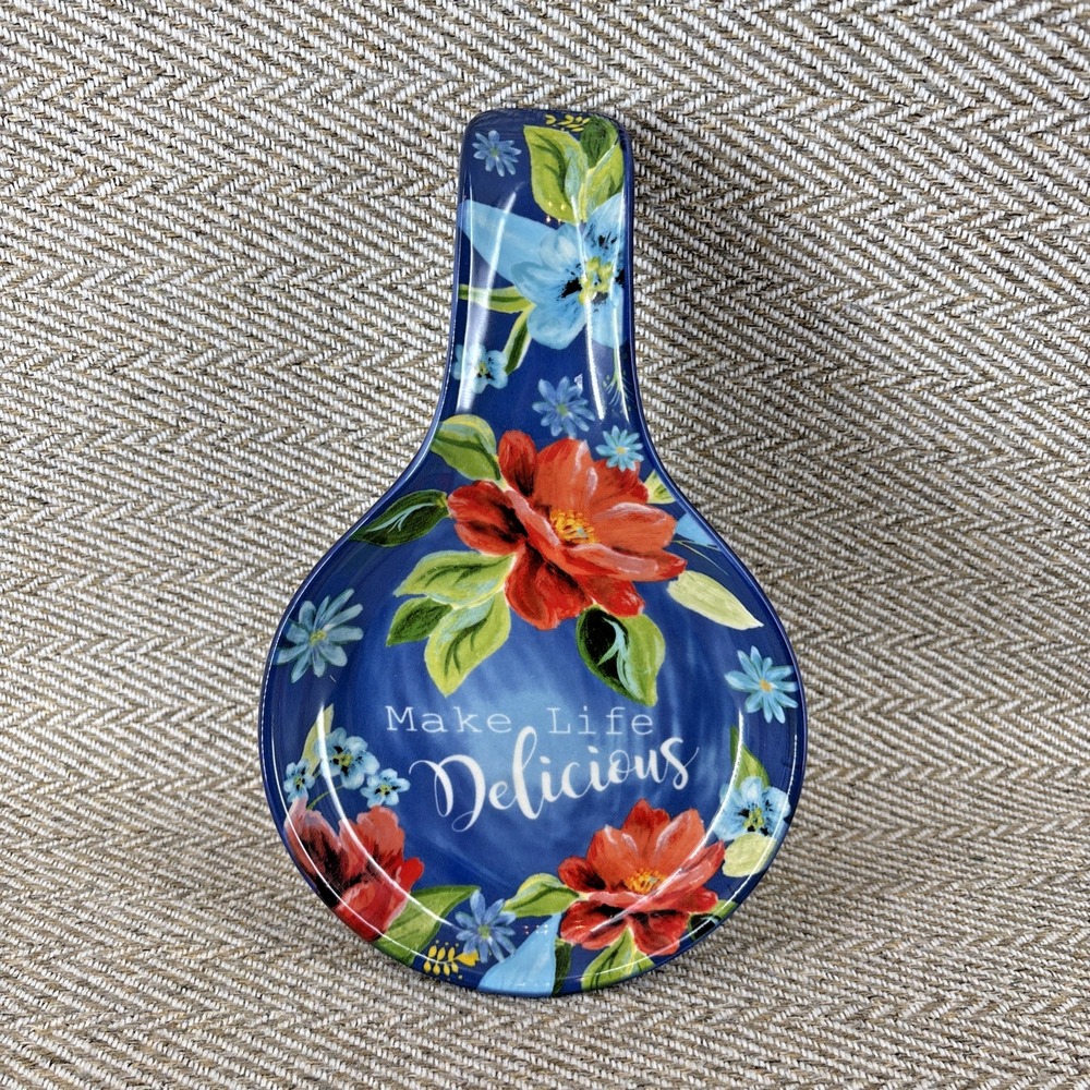 Pioneer Woman Spring Bouquet Spoon Rest Blue Floral Make Life Delicious